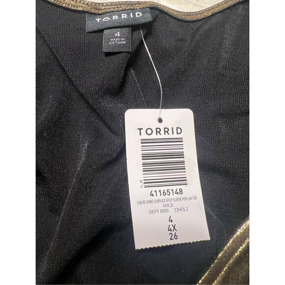 Torrid Liquid Shine Surplice Peplum Top (Sz 4) - Picture 7 of 7